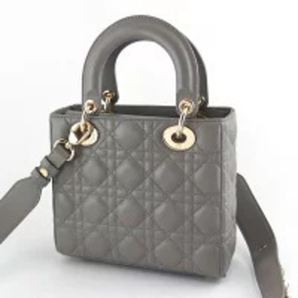 Dior Lady Lambskin My Gray Christian ABC Cannage Bag Gray